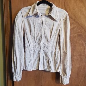MIU MIU khaki  hook eye close.  Top / cover up.  Long sleeve.  Sz 42 Italy